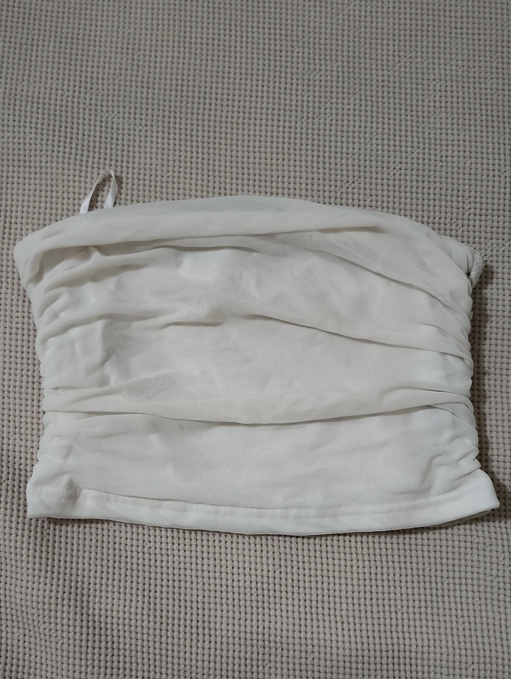 SHEIN White Ruched Strapless Camisole